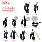 1PCS DC5V Dimming Light Switch Of 2 Meters With LED Chips 5730 SMD LED Lamp 1W 2W 3W 4W 5W 10W LED Light Beads White Warm White