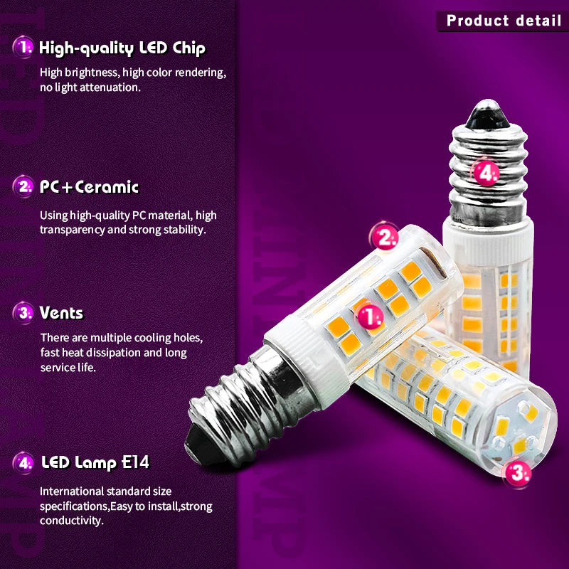 1-10pcs E14 LED Bulb Lamp 3W 5W 9W AC 220V-240V Mini Corn Bulb Light 2835SMD 360 Beam Angle Replace Halogen Chandelier Lights