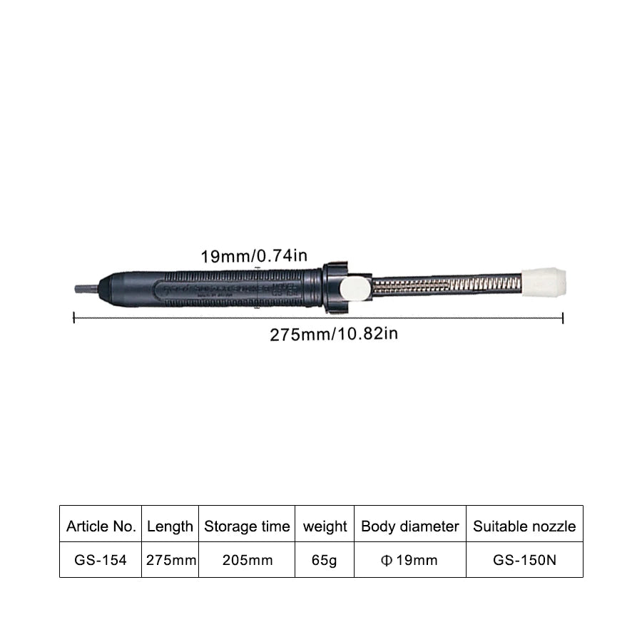 GOOT GS-150/154/158 Antistatic Desoldering Pump 1Pcs 330/275/190mm Strong Self-Cleaning Shaft Solder Sucker & Welding Accessory