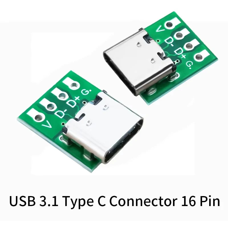 10/5Pcs TYPE C USB 3.1 Type C Connector 16 Pin Test PCB Board Plate Adapter Socket For Data Line Wire Cable Transfer