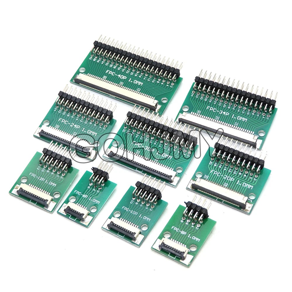 0.5mm 1.0mm To 2.54mm FPC FFC Adapter Board Connector Straight Needle And Curved Pin 6 8 10 12 20 24 26 30 34 40 50 60 80 Pin