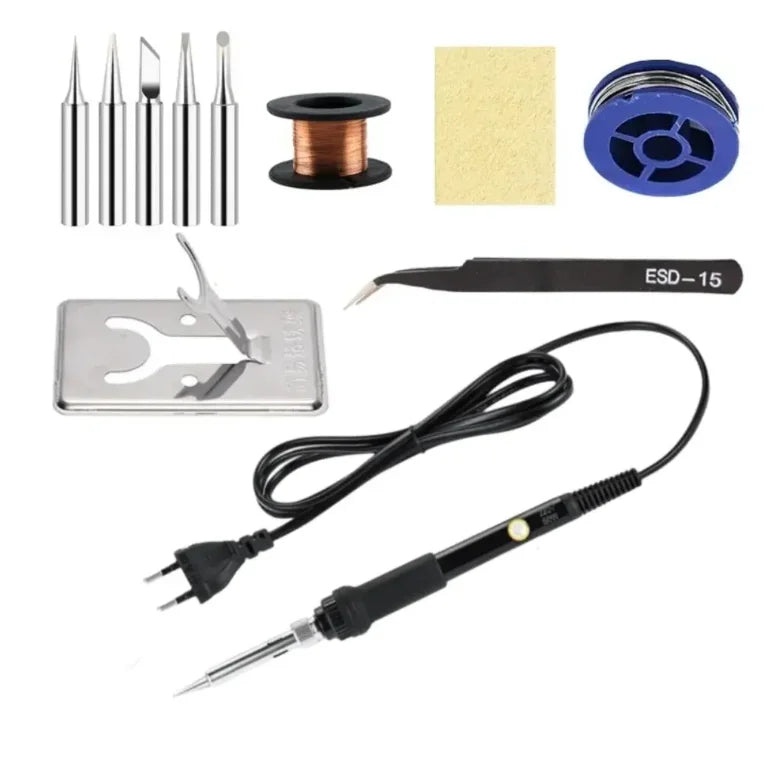 60W Adjustable Temperature Electric Soldering Iron EU 220V / US 110V Welding Iron Rework Station Heat Pen Tips DIY for Repairing