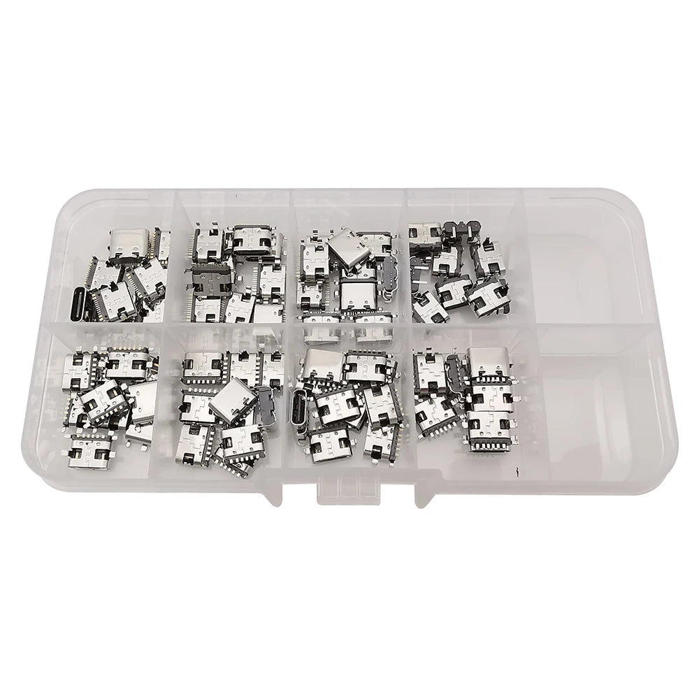 80/100Pcs Type C USB Charging Jack Welding Connectors 2Pin 6Pin 16Pin USB-C Socket For Mobile Phone PCB DIY Repair Kits