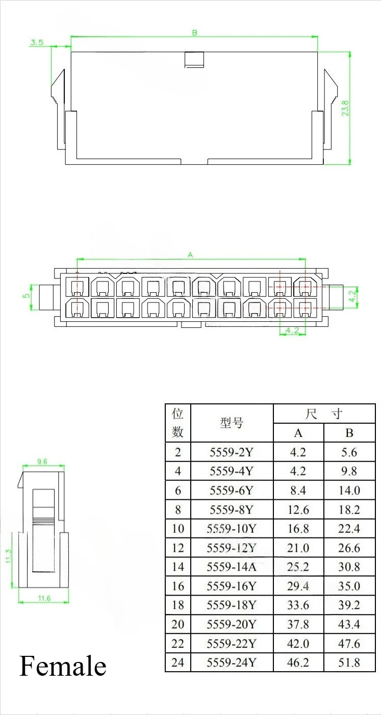 4.2mm/ batch 5557 / 5559 automobile harness connector 2-18/24 pin male and female terminal plug kit computer power cable