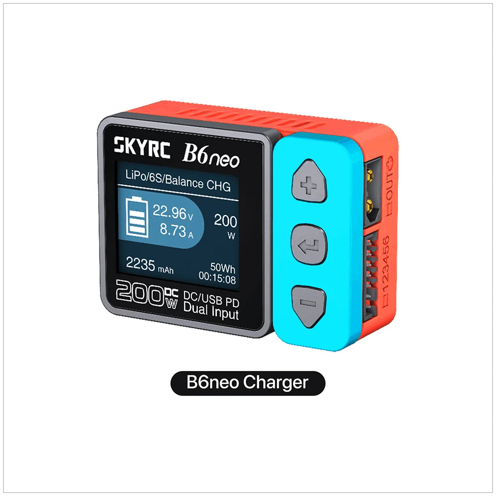 SkyRC B6 neo Smart Charger DC 200W PD 80W LiPo Battery Balance Charger SK-100198 Compact 6S Charger Discharger