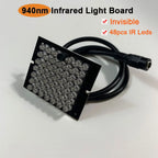 Invisible 940nm 48 LED Array IR Illuminator Lamp Board Light IR Sensor 30ft Range 90deg 12V DC Cable for CCTV Security Camera