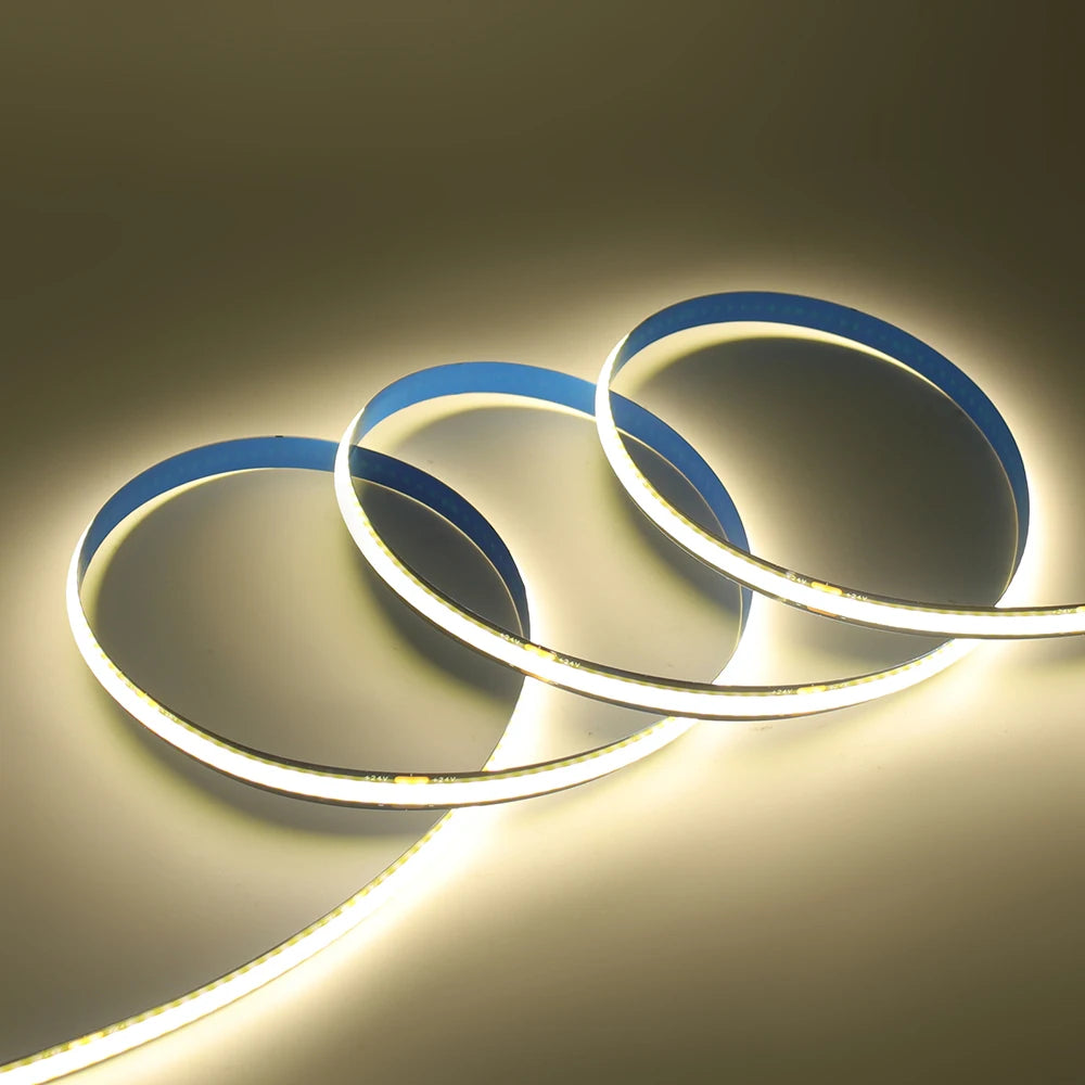 12V 24V COB LED Strip Light 3000K 4000K 6000K Black PCB 320LED/m High Density Lighting for Kitchen Cabinets Flex Tape RA90 IP30