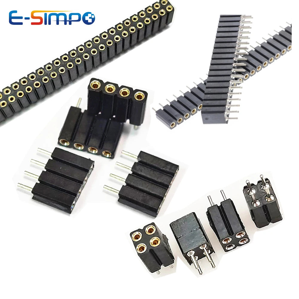 2.54mm Round Hole RA Straight Single/Dual Row 0.1" Breakable Stackable PCB IC Crystal Transistor PH 7mm Female Tin Pin Header