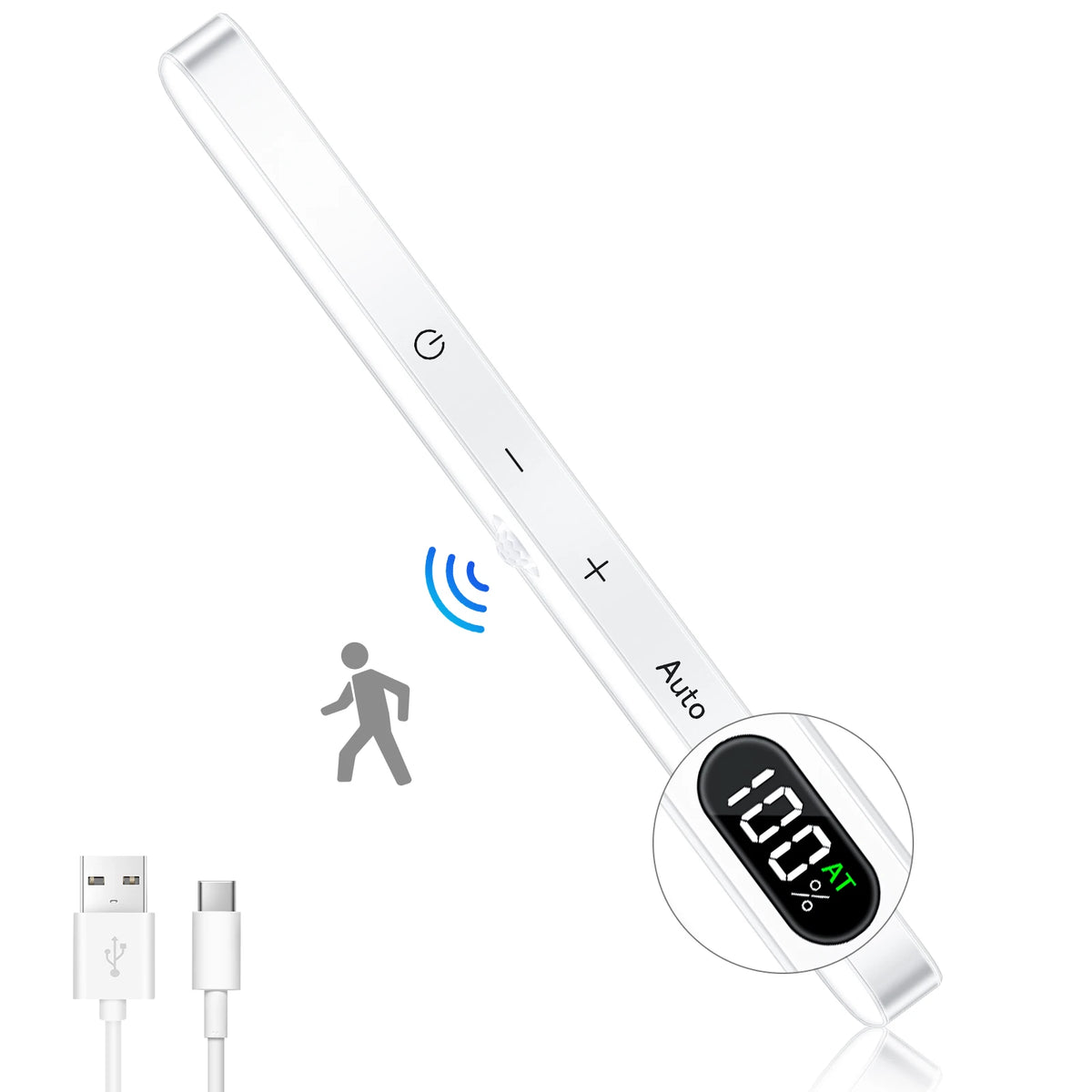 WILLED Under Cabinet Lights Rechargeable Battery Display 60 LED Touch Light Bar Motion Sensor Light Closet Light Night Lights