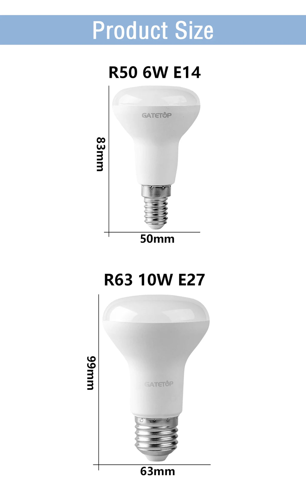 1-10 Pack R50 R63 R80 E14 E27 R Bulb Bathroom Light 6W 10W 12W High Lumen 3000K 4000K 6000K Natural Light for Bathroom Home