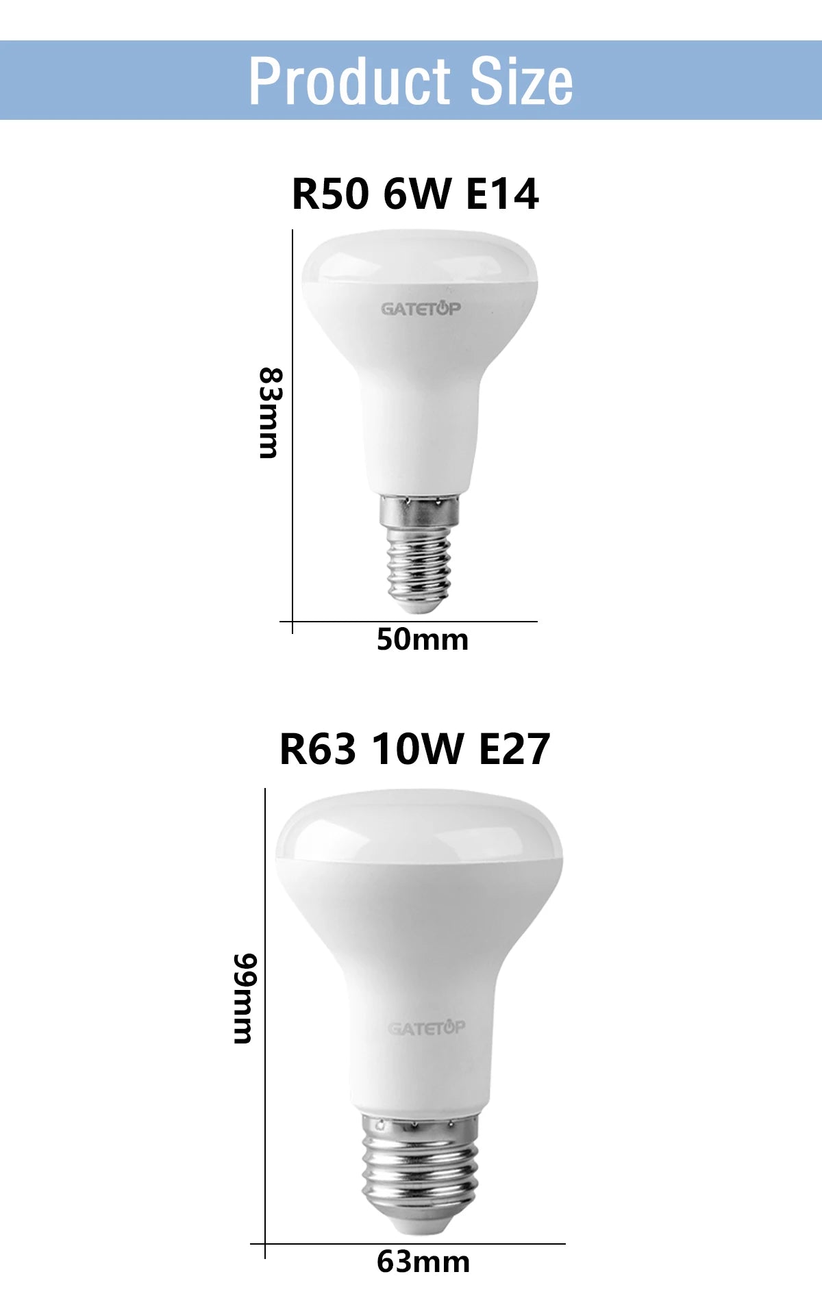 1-10 Pack R50 R63 R80 E14 E27 R Bulb Bathroom Light 6W 10W 12W High Lumen 3000K 4000K 6000K Natural Light for Bathroom Home