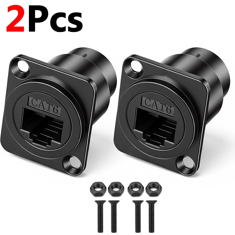 3-1PCS RJ45 Cat6 Panel Mount Adapter Female-to-Female Ethernet Pass-Through Connector RJ45 Shielded D-Type Ethernet Bulkhead