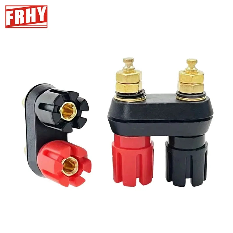 2-Pack Premium Gold Plated Banana Plugs Red Black Easy Install Secure Audio Connectors for Amplifier Speaker Universal Fit DIY