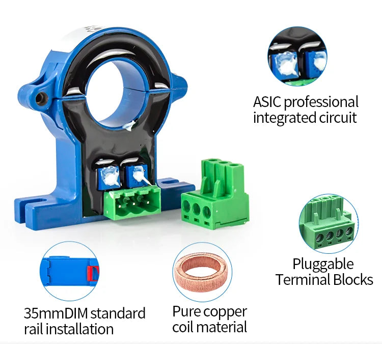 AC/DC Current Transmitter 4-20MA 0-10V RS485 Current Sensor Hall Current Transducer 0-100A 0-200A Current Transducer Transmitter