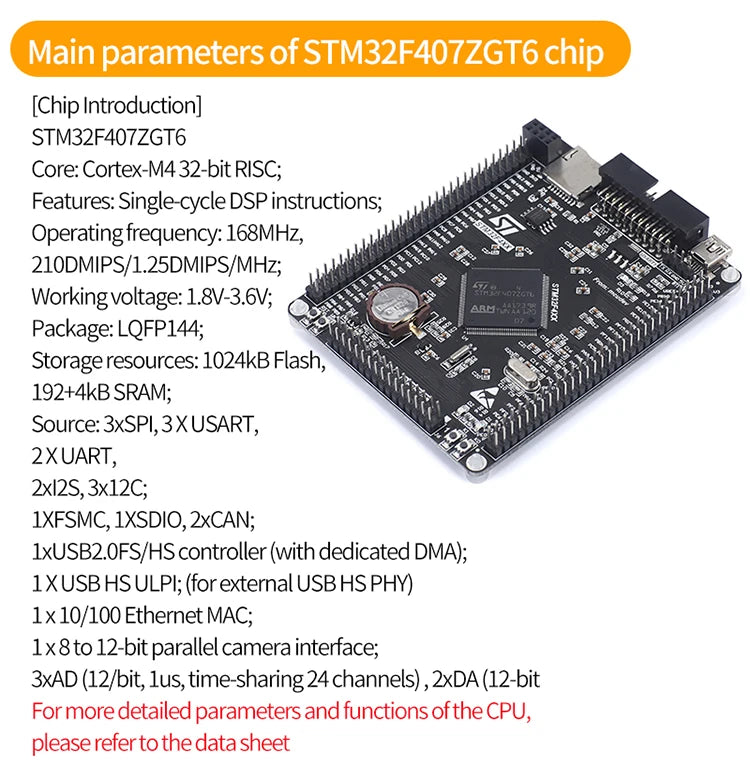 STM32F407ZGT6 STM32F407ZET6 F4 core board ARM system board learning board system board M4