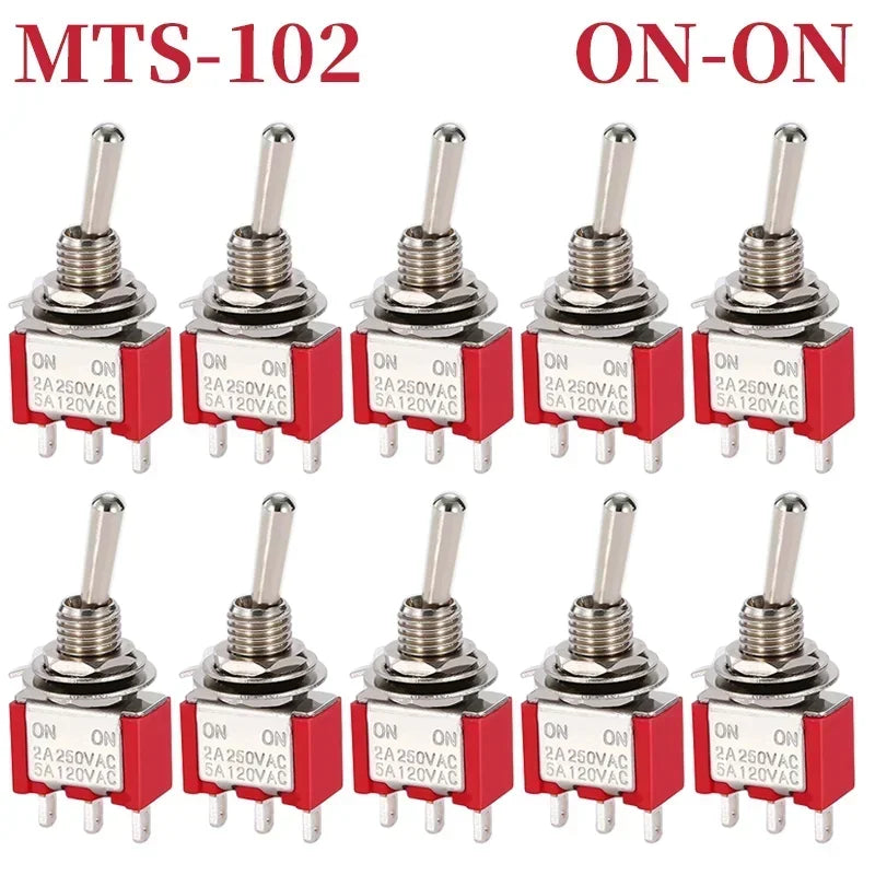 10Pcs Waterproof Cap Miniature Toggle Switch ON-OFF-ON / ON-ON SPDT DPDT MTS-102 MTS-103 MTS-202 MTS-203 Rocker Switch