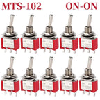10Pcs Waterproof Cap Miniature Toggle Switch ON-OFF-ON / ON-ON SPDT DPDT MTS-102 MTS-103 MTS-202 MTS-203 Rocker Switch