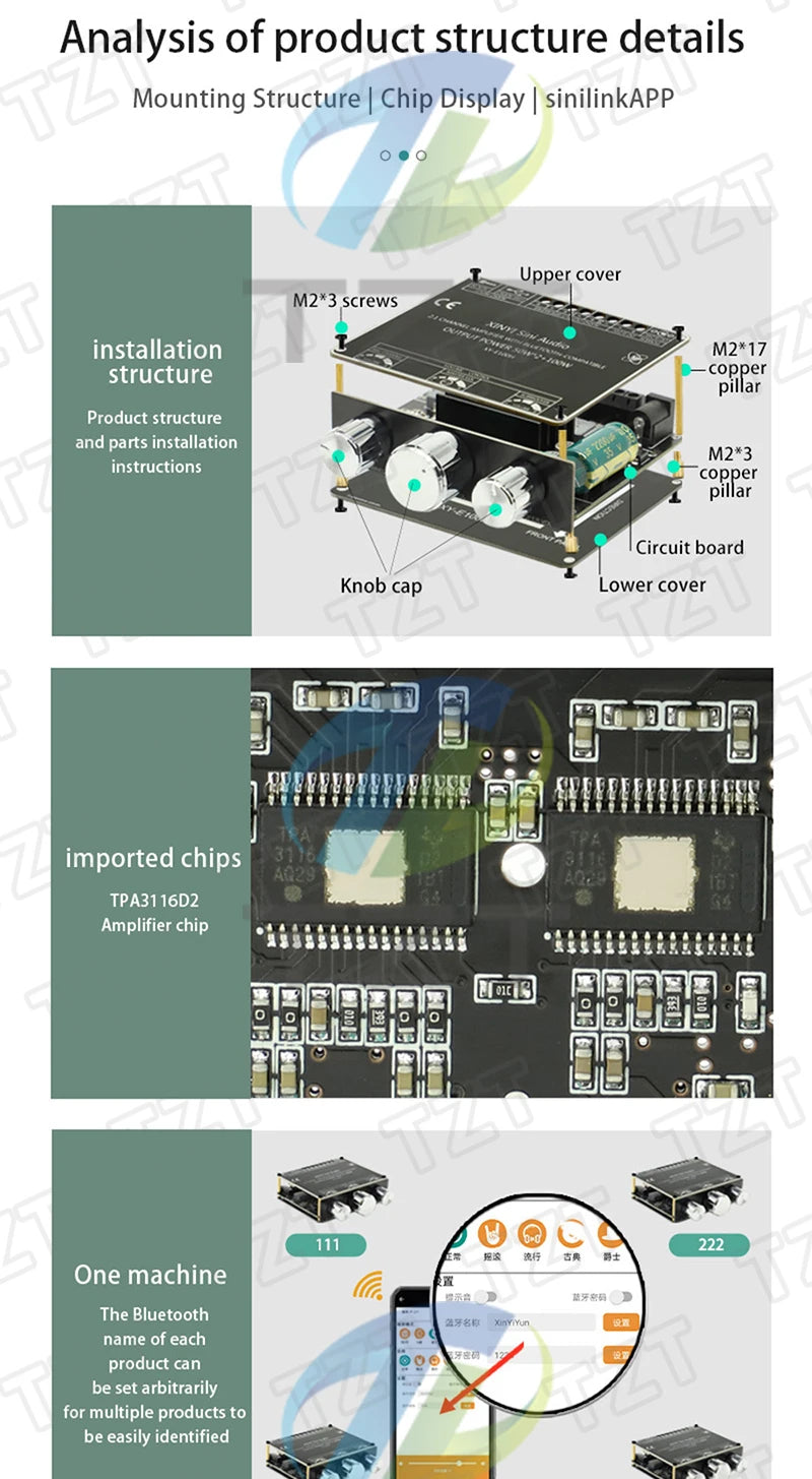 XY-E100H XY-E100L 2.1 Channel Bluetooth Audio Amplifier Board Module 50W+50W+100W Subwoofer With High Fidelity And Sound Quality