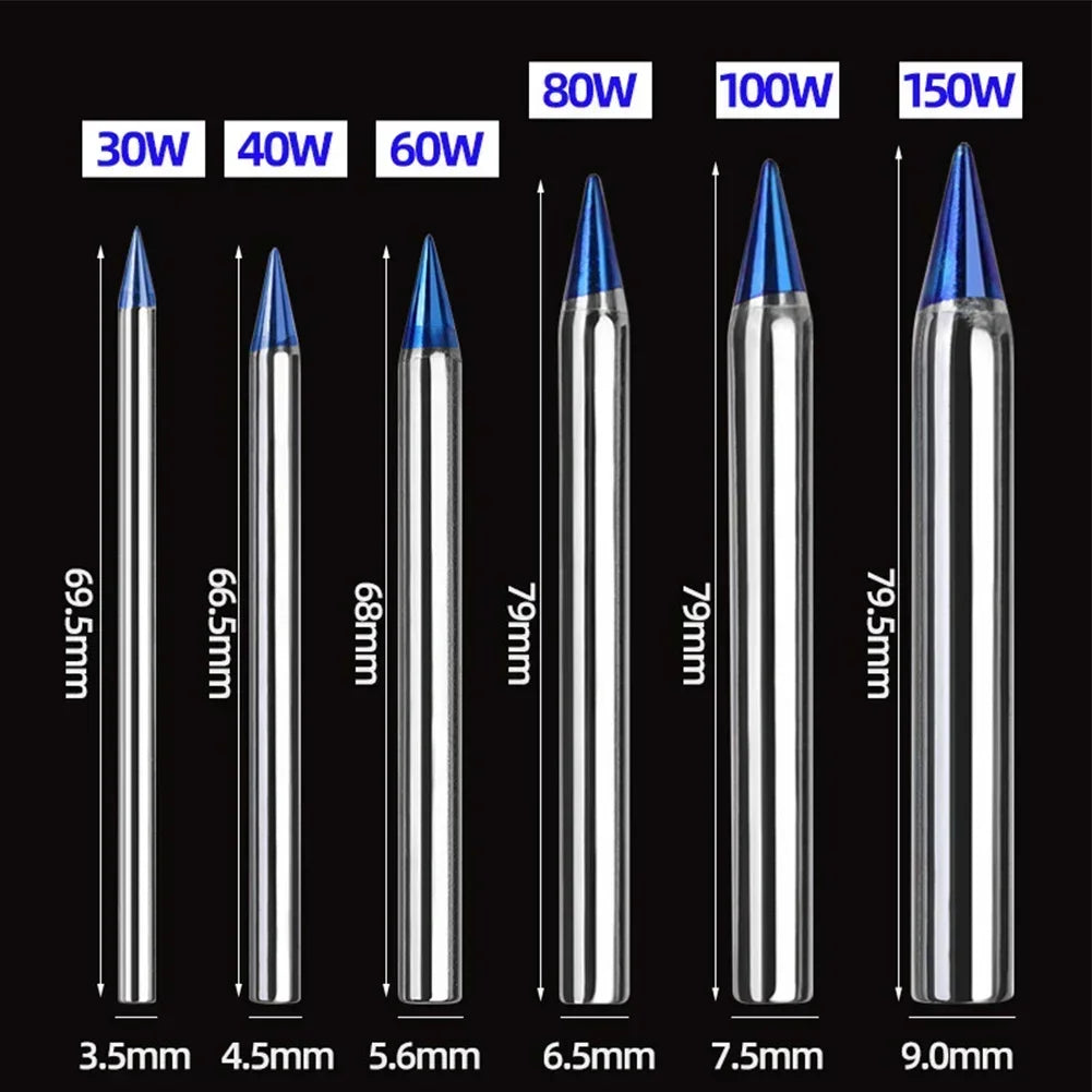 1pc Soldering Iron Tips Blue Pointed Welding Tips 30/40/60/80/100/150W External Heat Soldering Iron Lead-Free Station Solder