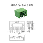 10/5Pairs 2EDG PCB 2.54 mm Pitch Straight Needle/Right Angle Curved Pin Header Plug Socket Screw Terminal Block Connector