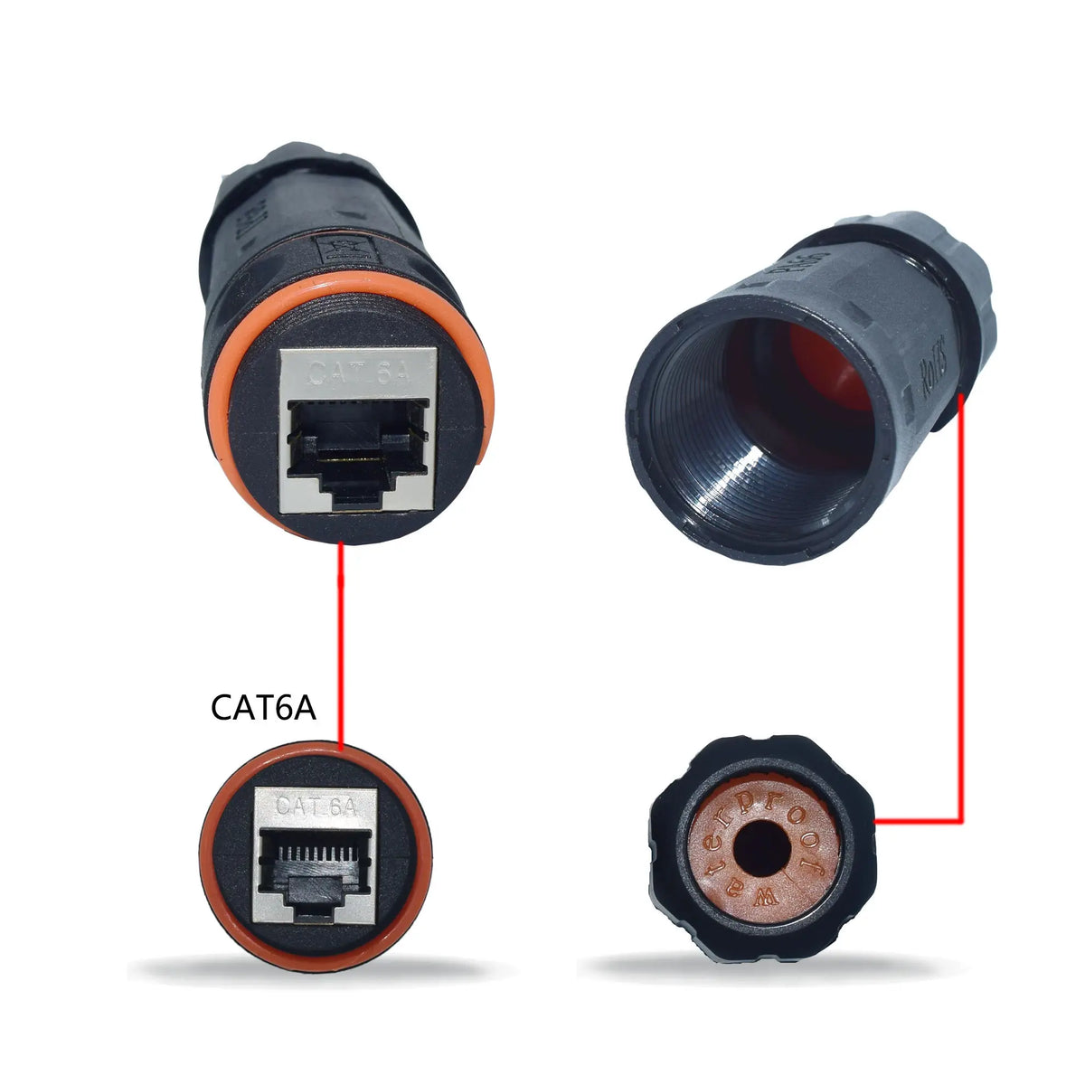RJ45 Panel Mount Coupler, IP68 Shielded Industrial Panel Mount Bulkhead Ethernet LAN Pass Through Connector for CAT5/CAT5E/CAT6A