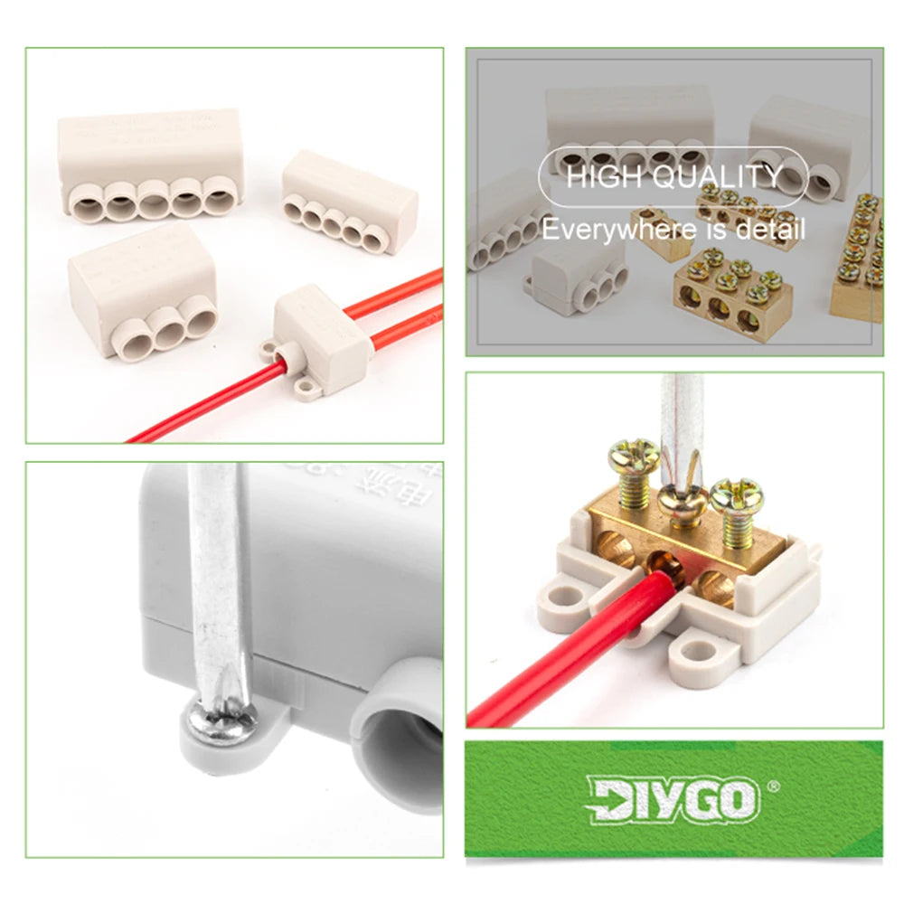 1 Into 2/4 Out 60A/400V 1-6mm2 Wire Connector High Power Cable Splicing Wiring Terminal Block 80A/1000V 2.5-16mm2 Junction Box