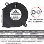 Gdstime Blower 5015 Fan 24V 50x50x15MM Turbo Fan 50MM Dual Ball Brushless Cooler Fan 8500RPM High Speed for 3D Printer Part