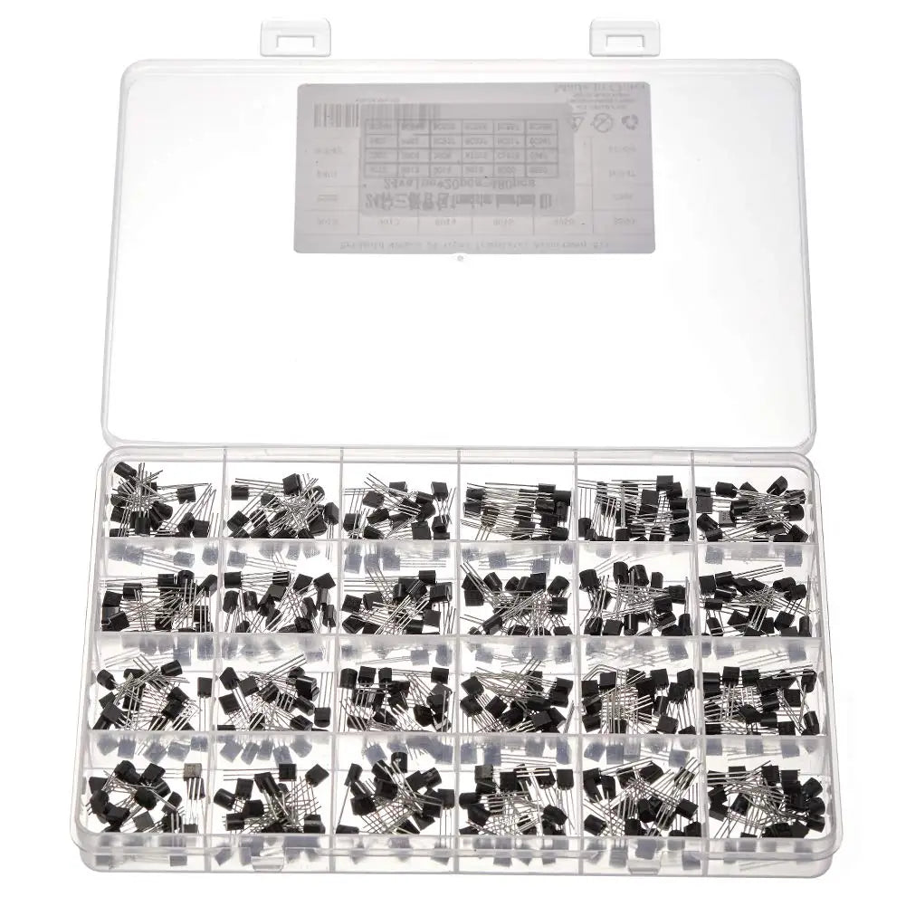 480pcs BJT Transistor Kit A1015 BC327 BC337 C1815 S8050 S8850 2N2222 2N2907 2N3904 2N3906 TO92 PNP NPN Triode Transistors Set