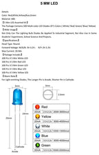 500Pcs Box 5mm LED Diode Yellow Red Blue Green White Assortment Light DIY Kit Light Emitting Diode Set
