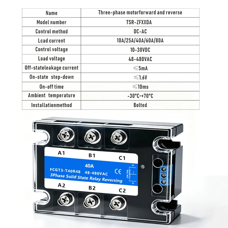 Three-phase Solid State Relay SSR 3 Phase 10A 25A 40A 60A 80A 100A 120A 150A 200A AC Control AC DC Control AC 25DA 380VAC