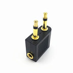 2PCS 3.5mm Airline Airplane Headphone Jack Audio Adapter Gold Plated Travel Earphone Connector for In Flight Entertainment