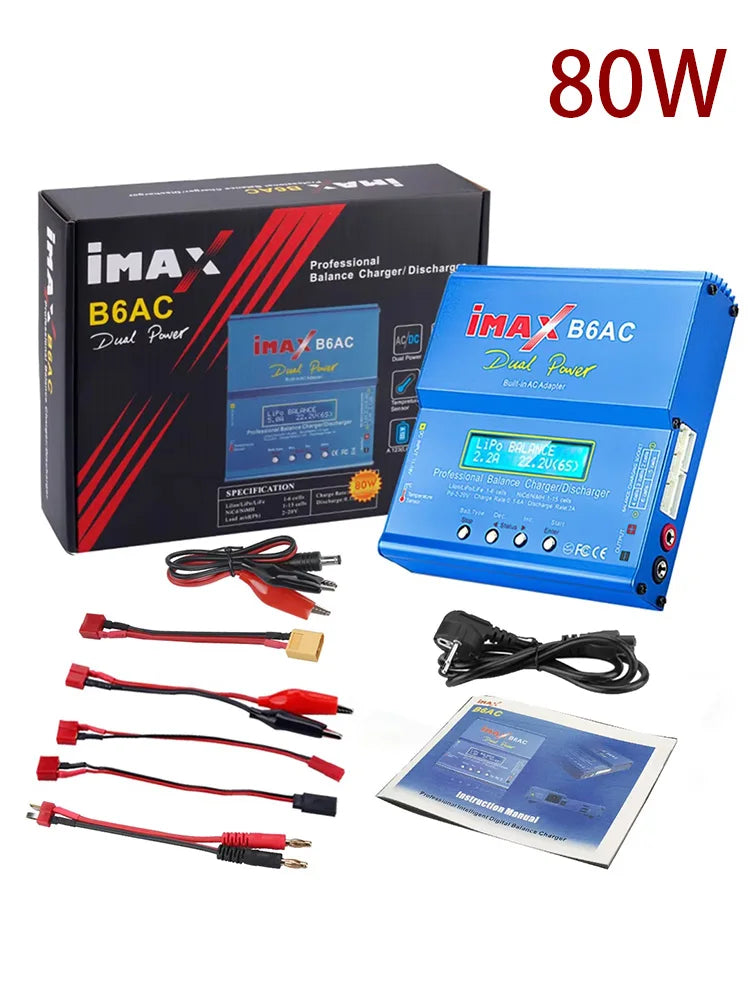 IMAX B6 AC RC Charger 80W B6AC 6A Balance Charger Digital LCD Screen Li-ion LiFe Nimh Nicd PB Lipo RC Charger Battery Discharger