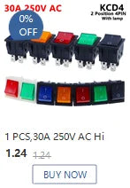 1PCS KCD4 Rocker Switch Power Switch ON-OFF-ON 3 Position 6 Electrical equipment With Light Switch 16A 250VAC/ 20A 125VA
