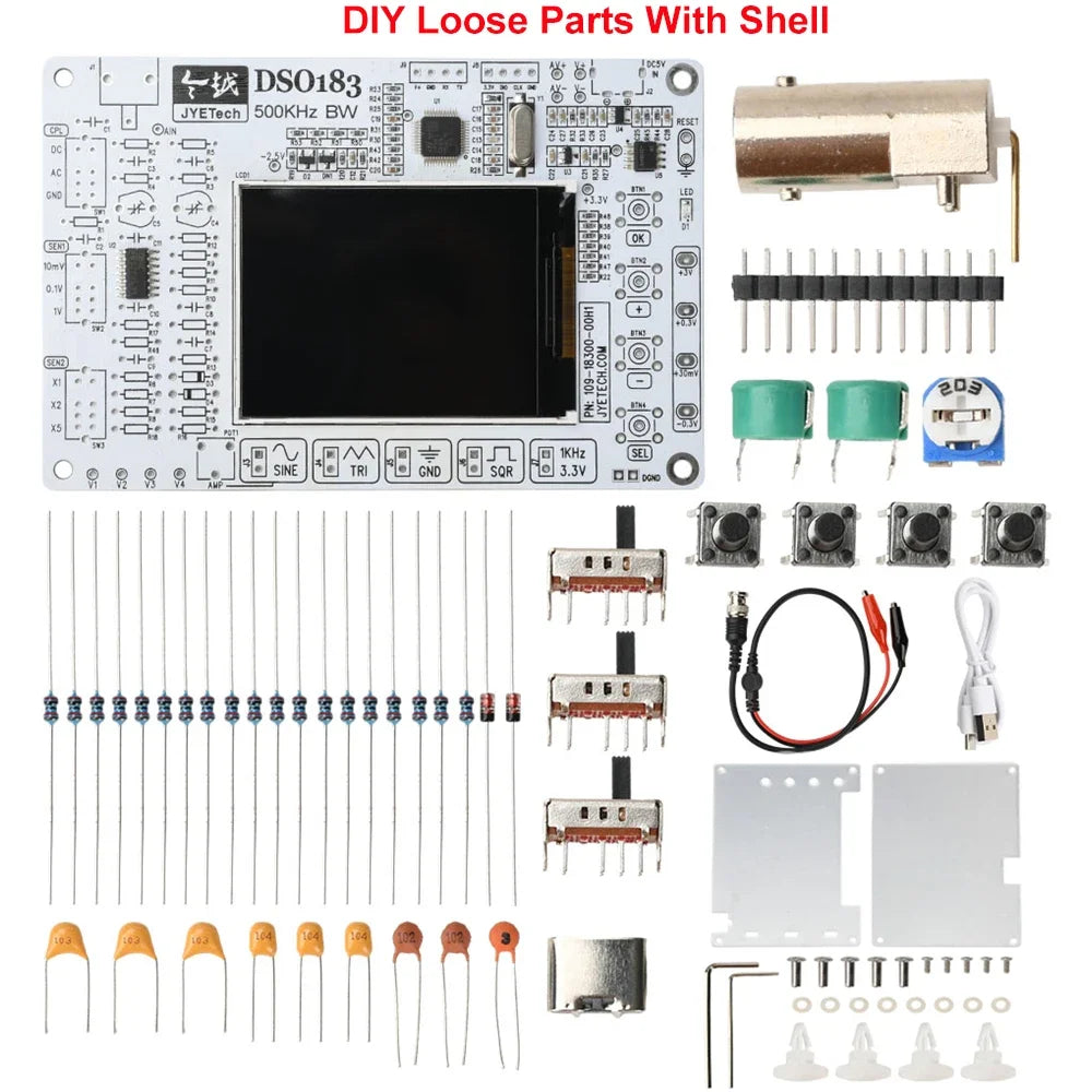 DSO183 Digital Oscilloscope Module DIY Loose Part Teaching Practical Training Electronic Production Kit DC 5V 0-500KHz Type C
