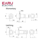 12mm Flat High Head Waterproof Metal Push Button Switch LED Light Momentary Latching Car Engine Computer PC Power Switch 3-380V