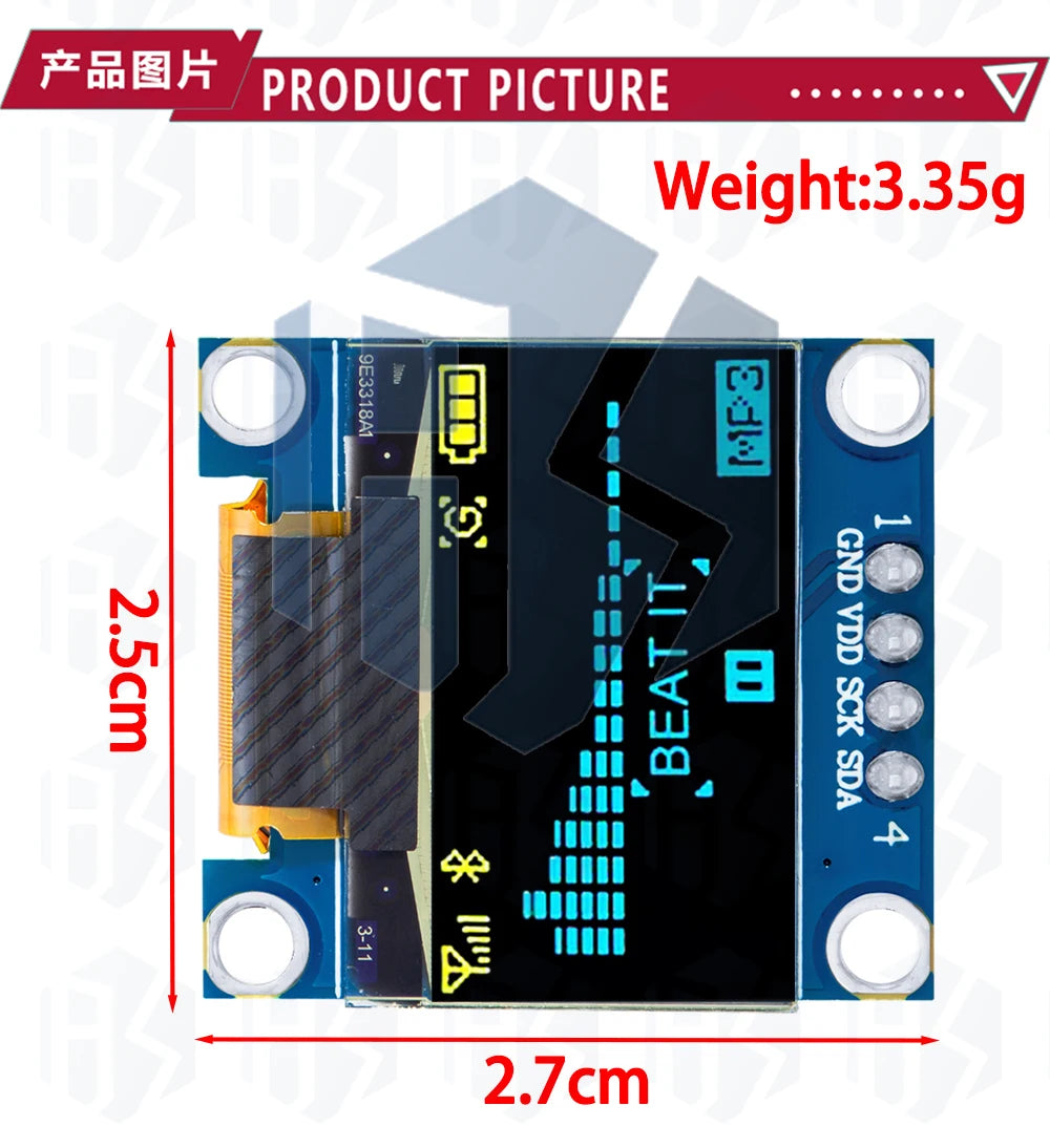 0.96 inch IIC Serial Yellow Blue OLED Display Module 128X64 I2C SSD1306 12864 LCD Screen Board GND VCC SCL SDA  for arduino