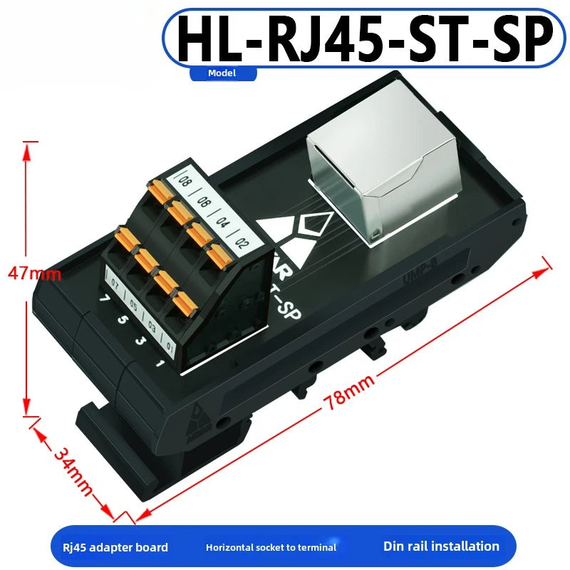 RJ45 Adapter Terminal RJ45 Adapter Terminal Cat5e Cat6 Adapter Board Network Port DIN35 Guide Rail Installation