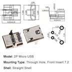 100/1000PCS Micro USB Android Female Charging Socket, Flat Edge Crimped Type, 5Pin, 4 Mounting Pins, SMD & DIP Tail Connector