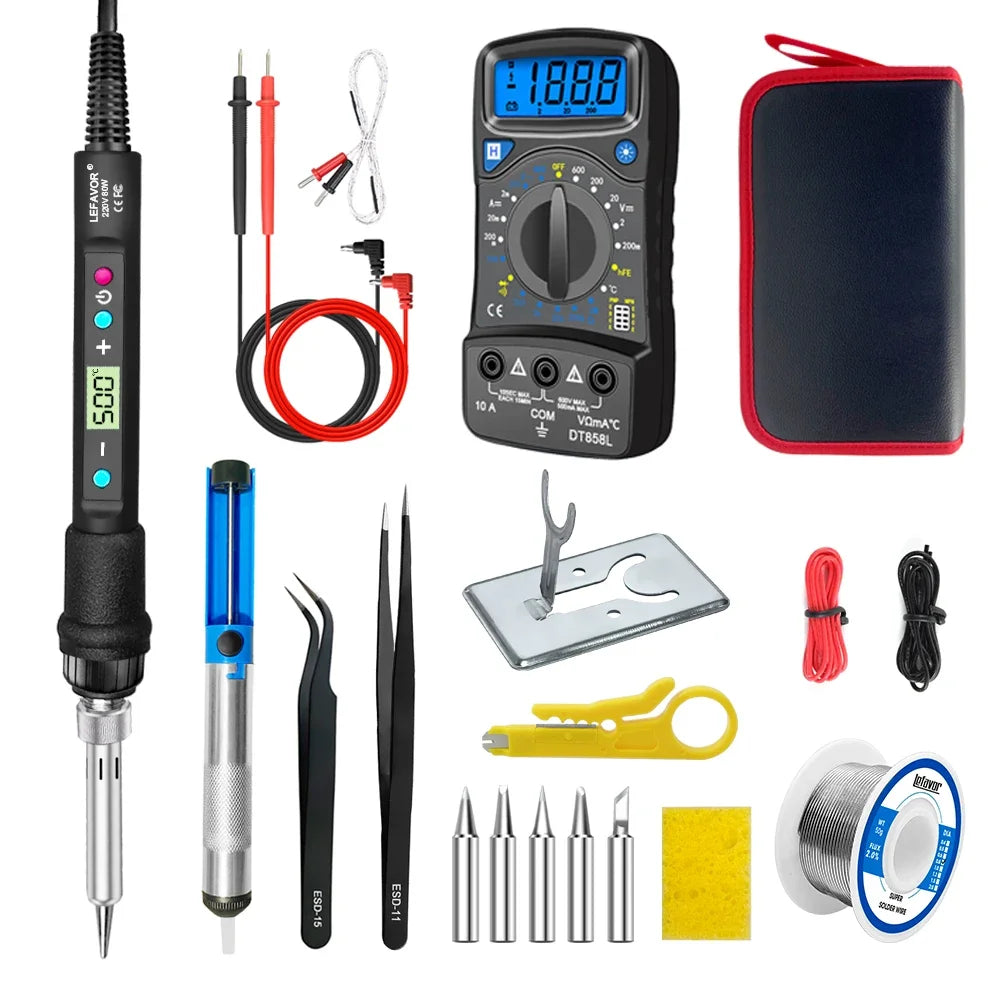 LEFAVOR 80W Digital display soldering iron welding set C/F switching calibration temperature 100-500C home repair DIY