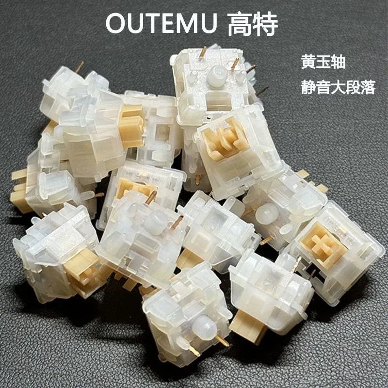 Outemu Yellow Jade Silent Switch 5Pin HP Tactile Custom Mechanical Keyboard Mute MX Switch Like Holy Panda lubricated for Gaming