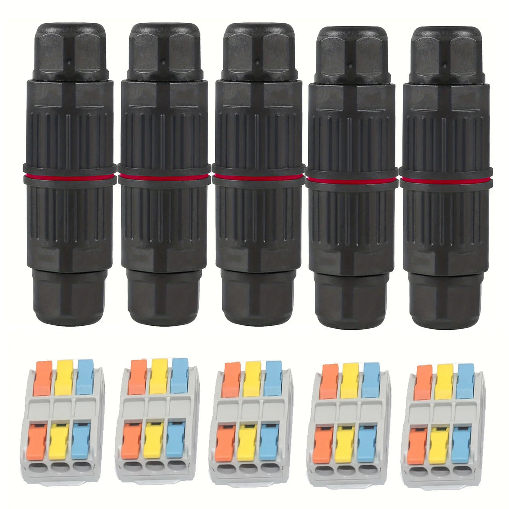 5Pcs Ip68 Waterproof Cable Connector Quick Connection 2 in 2 Out /3 in 3 Out Electrical Terminal Adapter Wire Connector