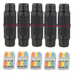 5Pcs Ip68 Waterproof Cable Connector Quick Connection 2 in 2 Out /3 in 3 Out Electrical Terminal Adapter Wire Connector