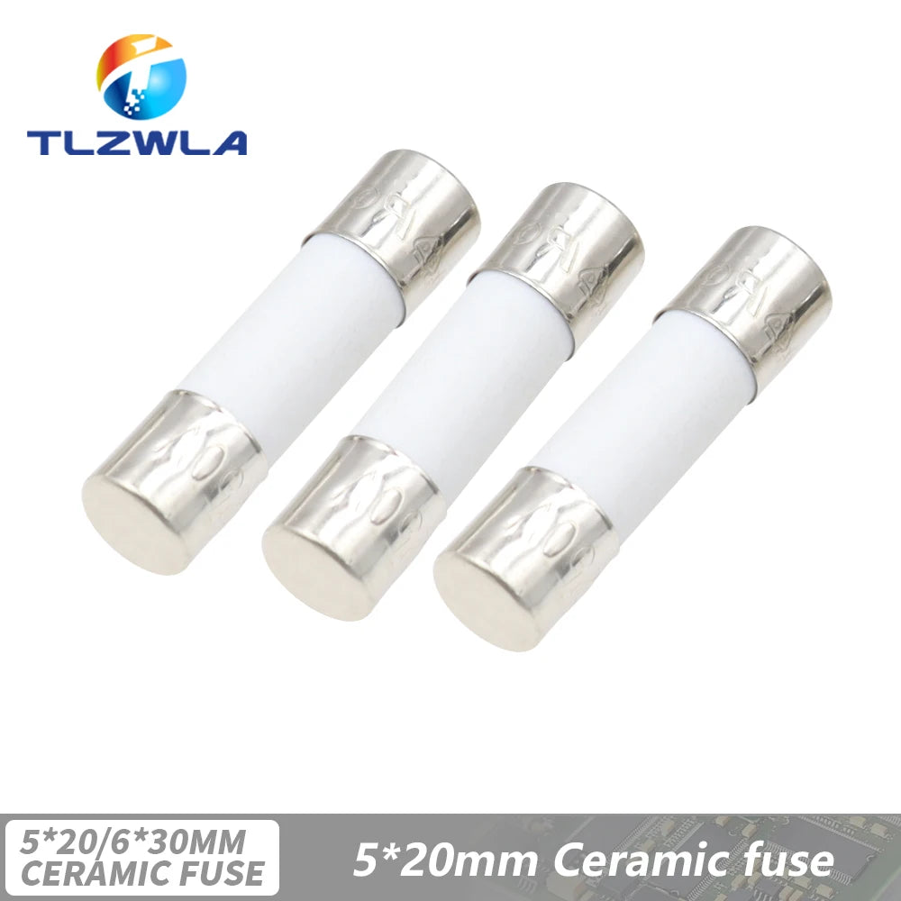 10PCS 5X20MM 6X30MM Fast Blow Ceramic Fuse 5*20mm 250V 0.1A 0.25A 0.5A 1A 1.5A 2A 2.5A 3A 3.15A 4A-30A Slow Break The Fuse Tube
