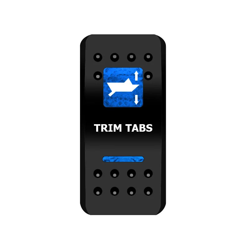 Blue Led Trim Tabs Momentary Rocker Switch 7 Pin (ON)-OFF-(ON) DPDT Reverse Polarity 3 Way Toggle Switch for Marine Boat Carling