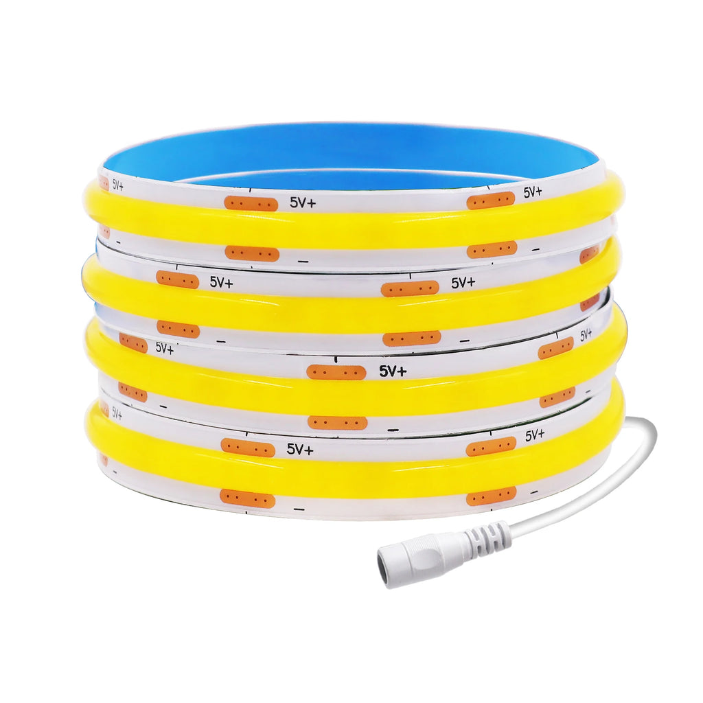 DC5V USB COB Led Strip Light White/Pink/Red/Yellow/Ice Blue/Green 8MM 320LEDs/M Flexible Night Light for Home Decor TV Backlight
