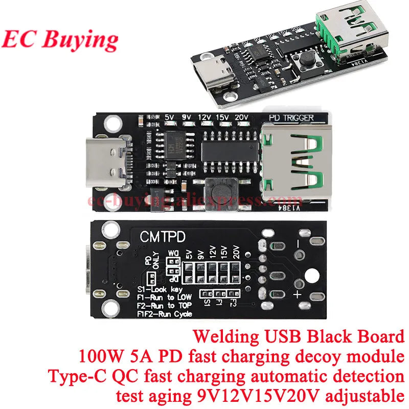 ZY12PDN Type-C USB-C PD2.0 PD3.0 to DC Fast Quick Charger Charging Trigger Polling Decoy Board Module 5V 9V 12V 15V 20V PDC004