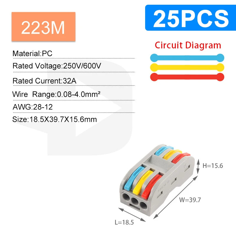 Mini Fast Wiring Connectors Universal Compact Splitter Electrical Cable Push-in Conductors Connector With Lever Terminal Block
