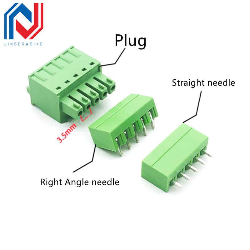 2Sets 15EDG 3.5mm 3.81 Screw Free Plug-in PCB Terminal Block 15EDGKD 3.5MM 3.81mm Spring Press Type Cable Connector 2P 3P 4P-12P