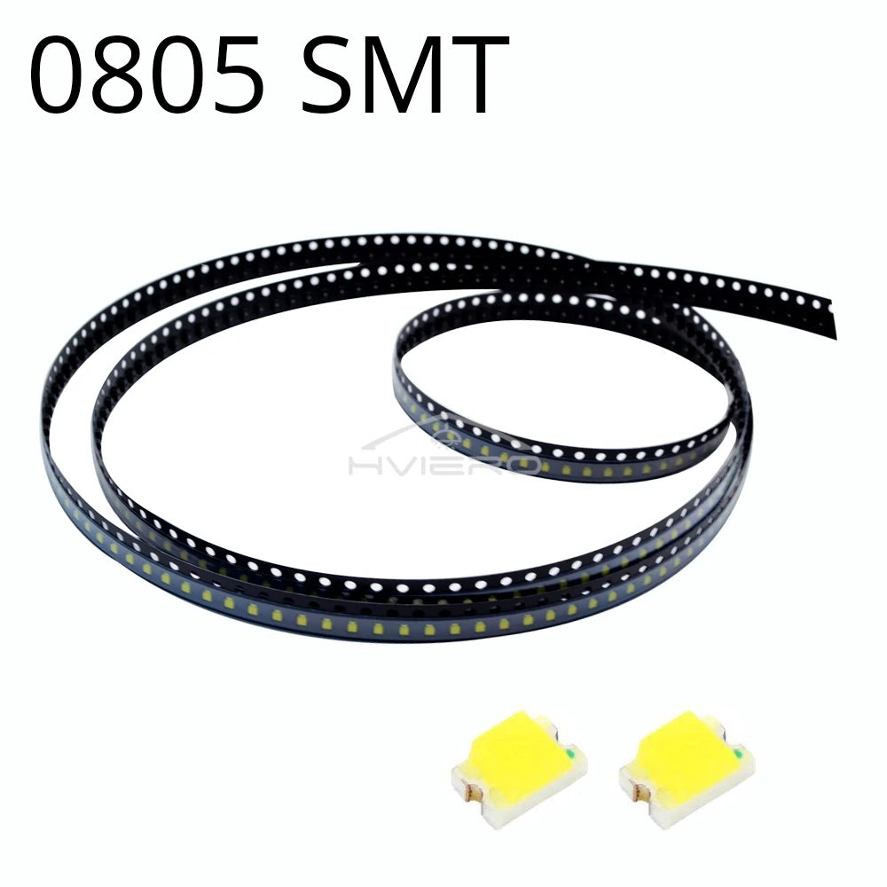 100PCS 5050 0805 LED SMD SMT Chip Red Yellow Green White Blue Orange Purple Pink RGB Emitting Diode Light 3.3V Voltage Neon Lamp