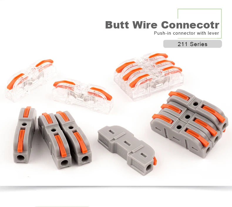 25/50/100PCS Lever Wire Connector 2 Pin 1 in 1 out Splicing Terminal Blocks Led Strip Lighting Home Electric Quick Connectors